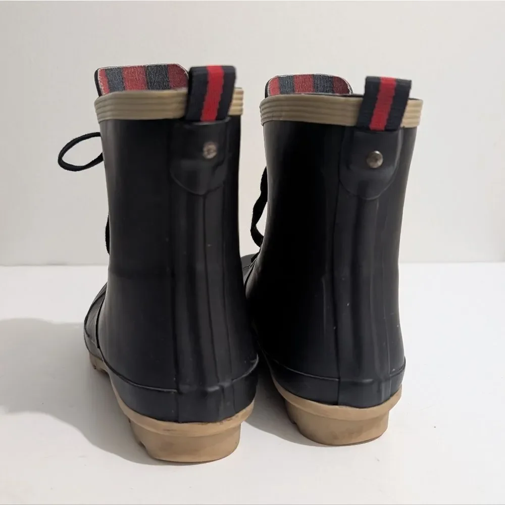Tommy Hilfiger Renegade Women's Black Round Toe Lace Up Duck Rain Boot